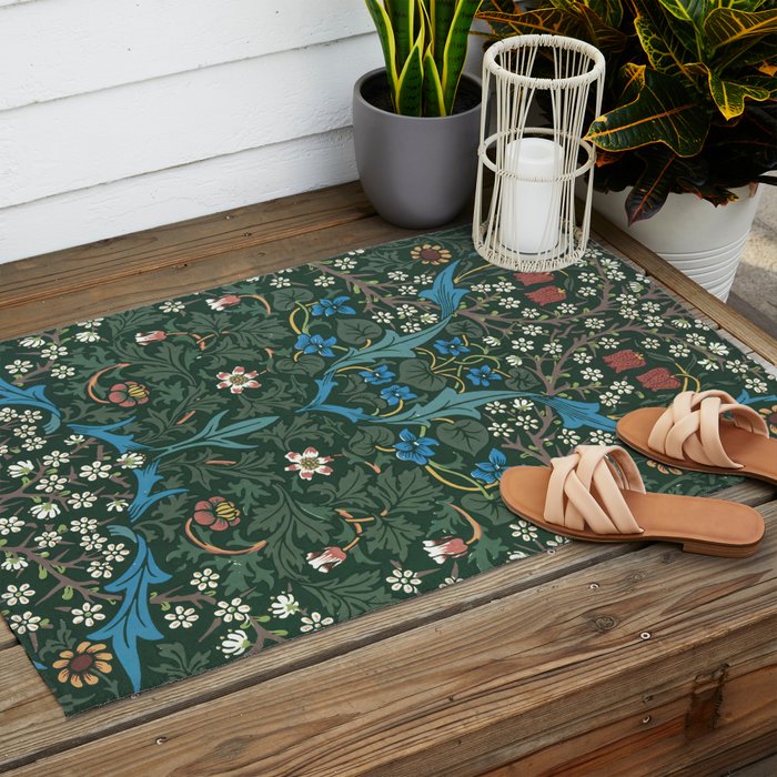 William Morris Blackthorn Pattern, 1892 Outdoor Rug Gallery Image 2