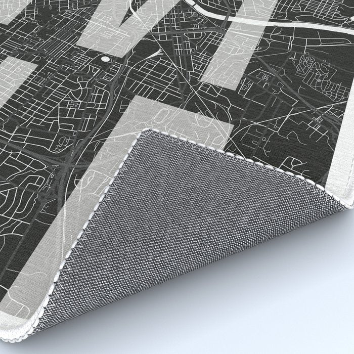 Nashville Mono Street Map Text Overlay Rug Gallery Image 4