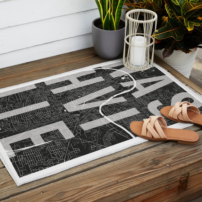 Nashville Mono Street Map Text Overlay Outdoor Rug Gallery Image 2