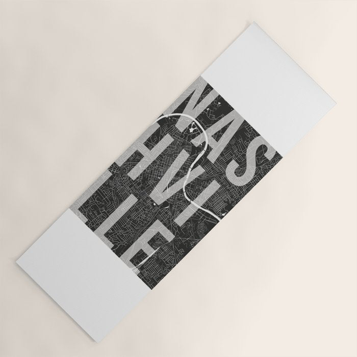 Nashville Mono Street Map Text Overlay Yoga Mat Gallery Image 1