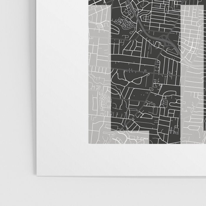 Nashville Mono Street Map Text Overlay Poster Gallery Image 3