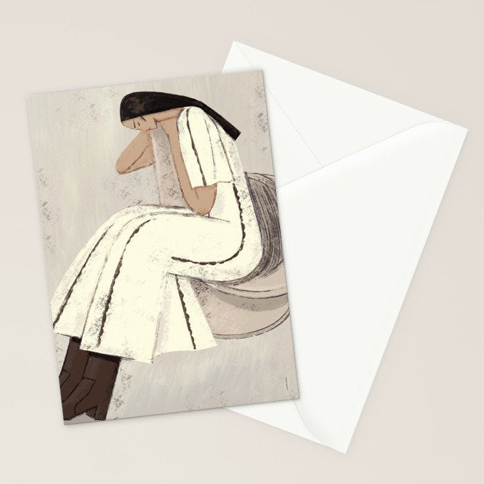 woman in chair Stationery Card Gallery Image 2
