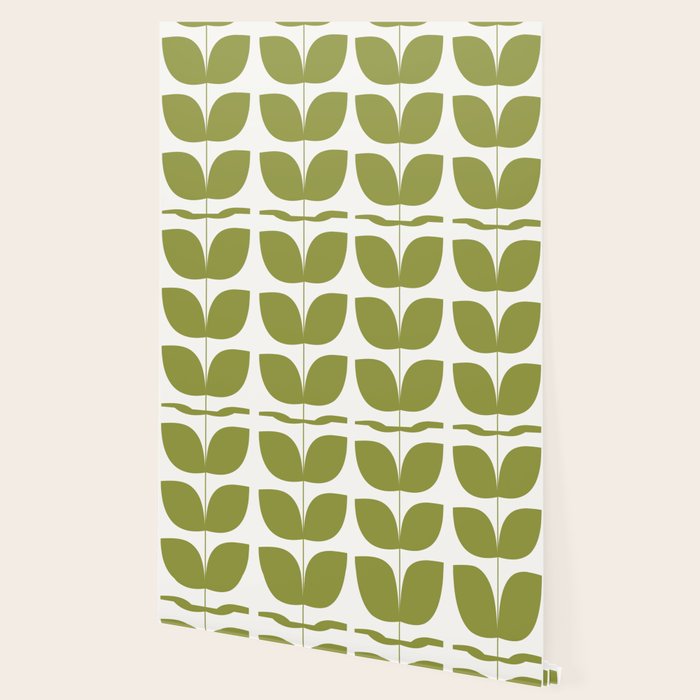 Mid Century Modern Leaves Green #society6 #buyart Wallpaper Gallery Image 2
