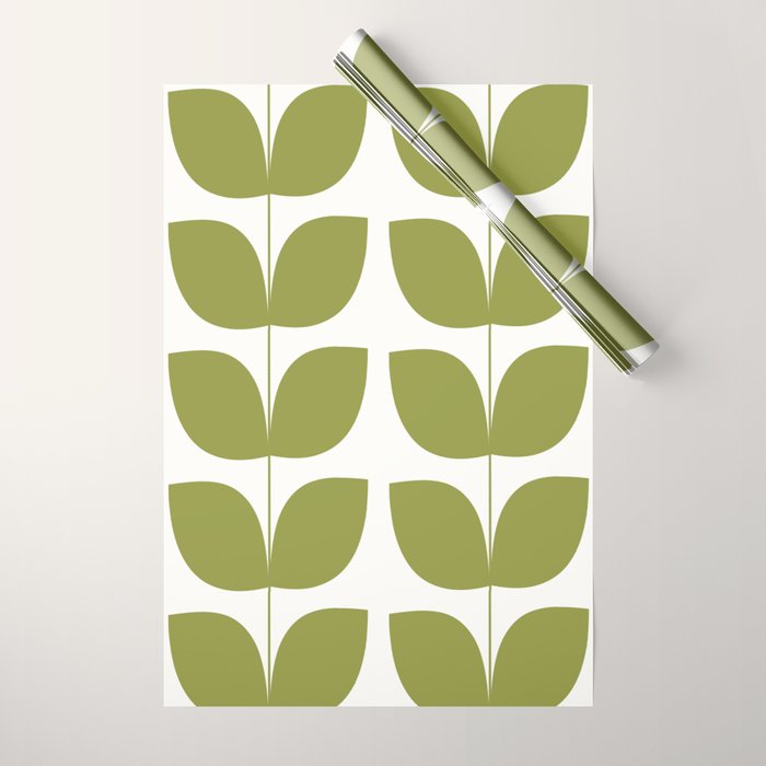 Mid Century Modern Leaves Green #society6 #buyart Wrapping Paper Gallery Image 1