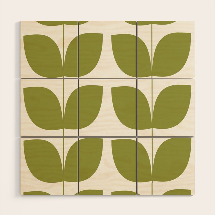 Mid Century Modern Leaves Green #society6 #buyart Wood Wall Art Gallery Image 1