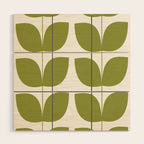 Mid Century Modern Leaves Green #society6 #buyart Wood Wall Art Gallery Image 1