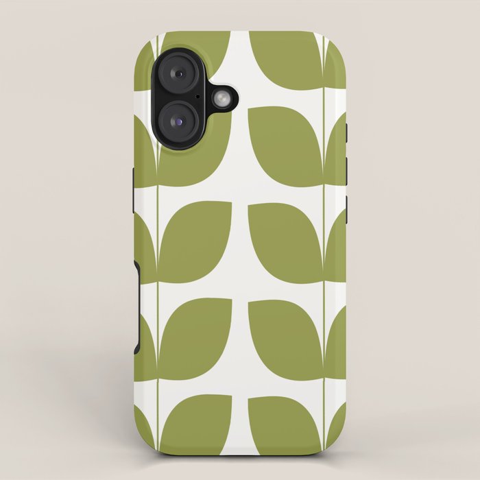 Mid Century Modern Leaves Green #society6 #buyart iPhone Case Gallery Image 1