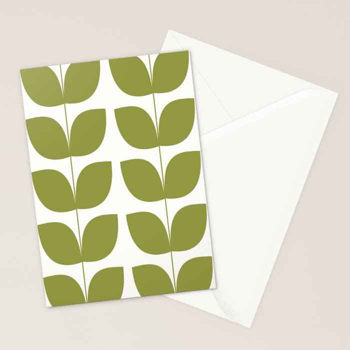 Mid Century Modern Leaves Green #society6 #buyart Stationery Card Gallery Image 2