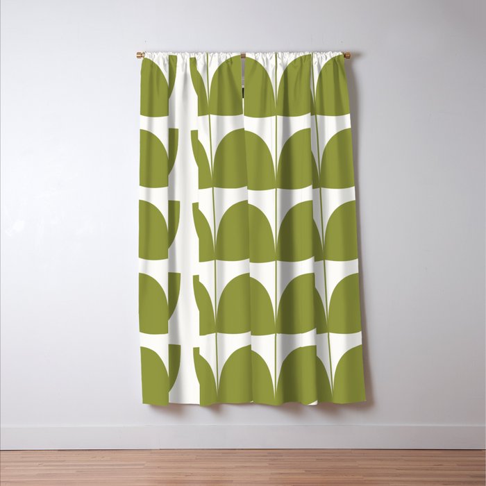 Mid Century Modern Leaves Green #society6 #buyart Window Curtain Gallery Image 3