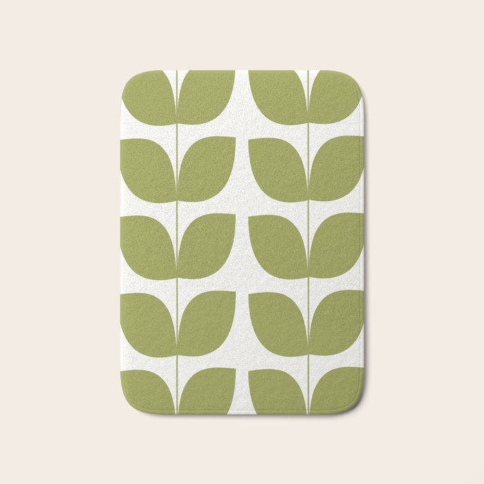 Mid Century Modern Leaves Green #society6 #buyart Bath Mat Gallery Image 1