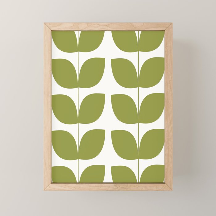 Mid Century Modern Leaves Green #society6 #buyart Mini Art Print Gallery Image 1