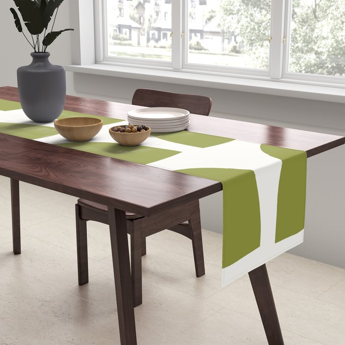 Mid Century Modern Leaves Green #society6 #buyart Table Runner Gallery Image 2