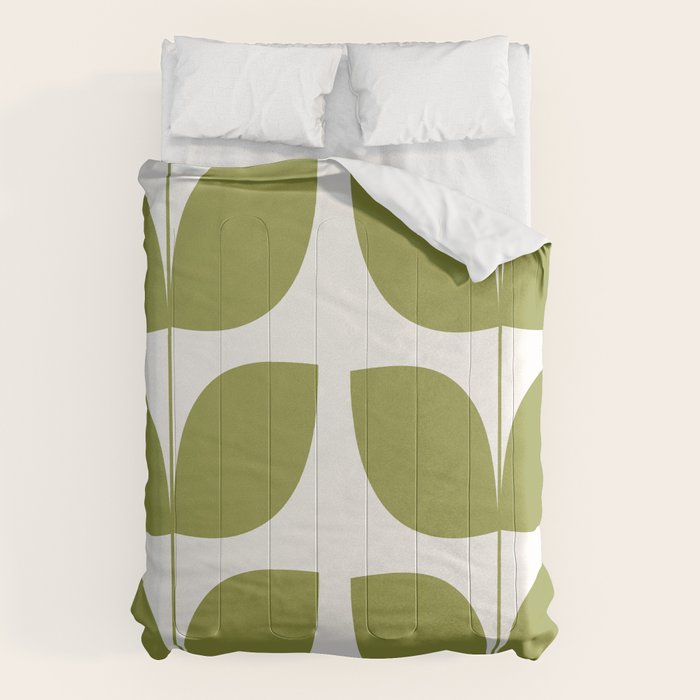 Mid Century Modern Leaves Green #society6 #buyart Comforter Gallery Image 6