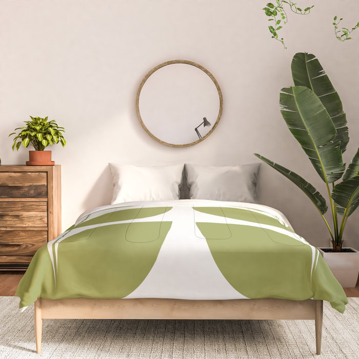 Mid Century Modern Leaves Green #society6 #buyart Comforter Gallery Image 3