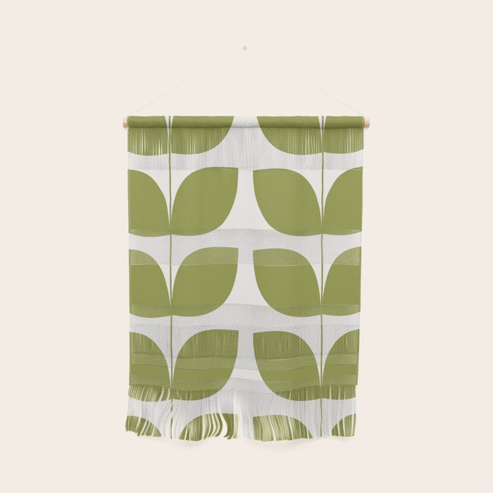 Mid Century Modern Leaves Green #society6 #buyart Wall Hanging Gallery Image 1