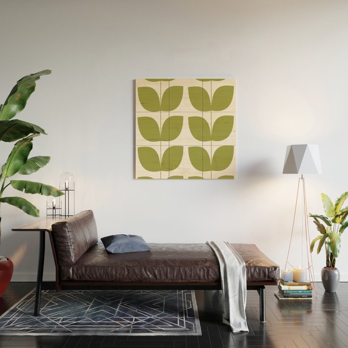 Mid Century Modern Leaves Green #society6 #buyart Wood Wall Art Gallery Image 2