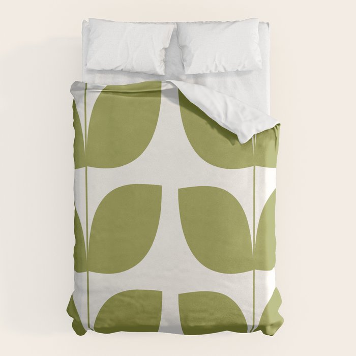 Mid Century Modern Leaves Green #society6 #buyart Duvet Cover Gallery Image 6