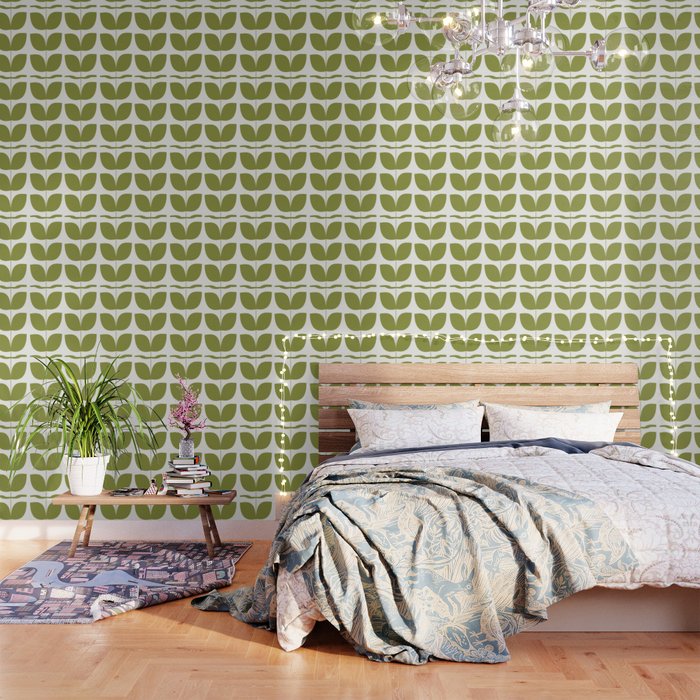 Mid Century Modern Leaves Green #society6 #buyart Wallpaper Gallery Image 1