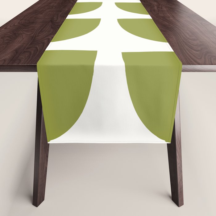 Mid Century Modern Leaves Green #society6 #buyart Table Runner Gallery Image 1