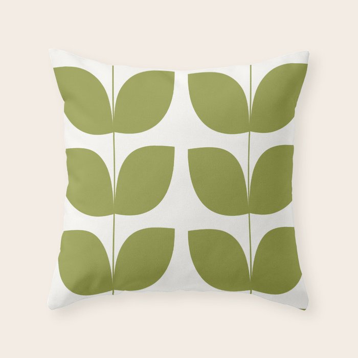 Mid Century Modern Leaves Green #society6 #buyart Throw Pillow Gallery Image 6