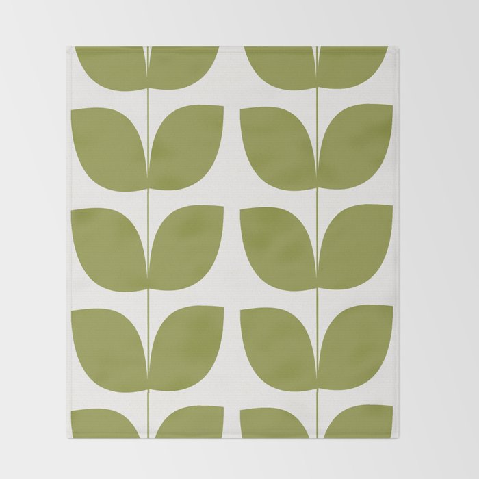 Mid Century Modern Leaves Green #society6 #buyart Throw Blanket Gallery Image 2