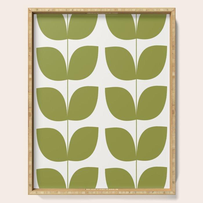 Mid Century Modern Leaves Green #society6 #buyart Serving Tray Gallery Image 1