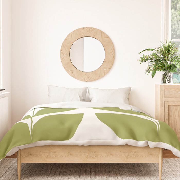 Mid Century Modern Leaves Green #society6 #buyart Duvet Cover Gallery Image 3