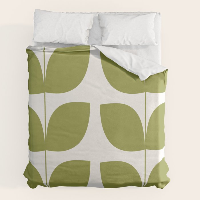 Mid Century Modern Leaves Green #society6 #buyart Duvet Cover Gallery Image 2