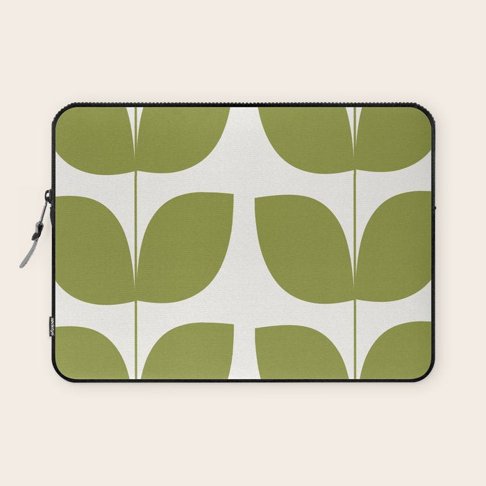 Mid Century Modern Leaves Green #society6 #buyart Laptop Sleeve Gallery Image 1