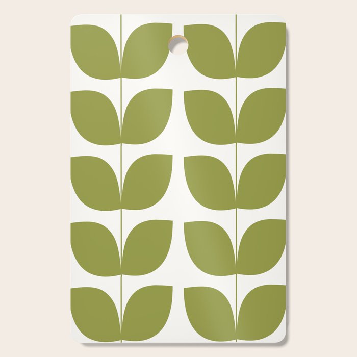 Mid Century Modern Leaves Green #society6 #buyart Cutting Board Gallery Image 1