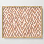 Abstract Herringbone, Striped Pattern, Orange and White Serving Tray Gallery Image 1