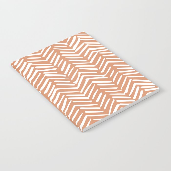Abstract Herringbone, Striped Pattern, Orange and White Notebook Gallery Image 2