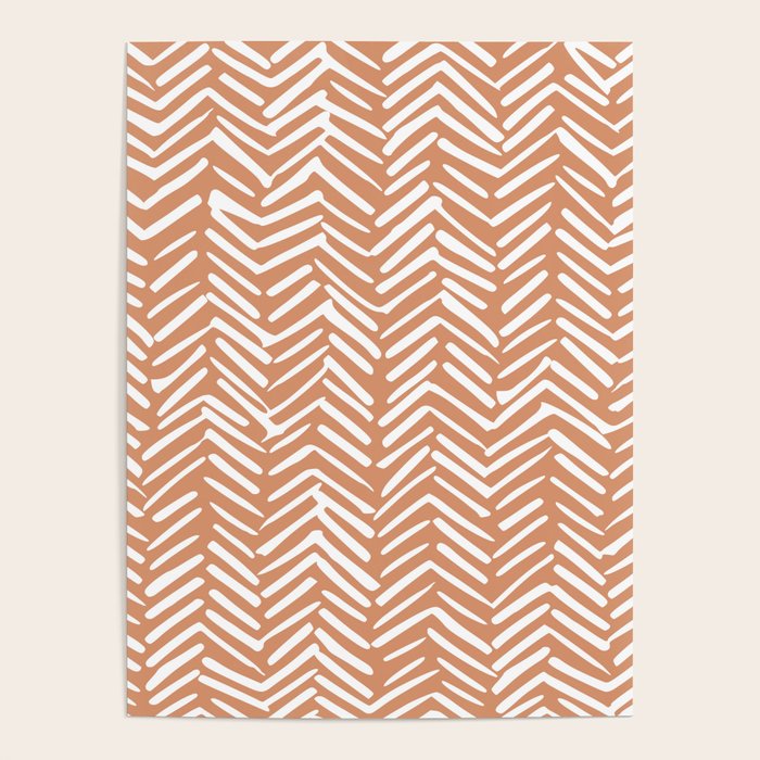 Abstract Herringbone, Striped Pattern, Orange and White Poster Gallery Image 4