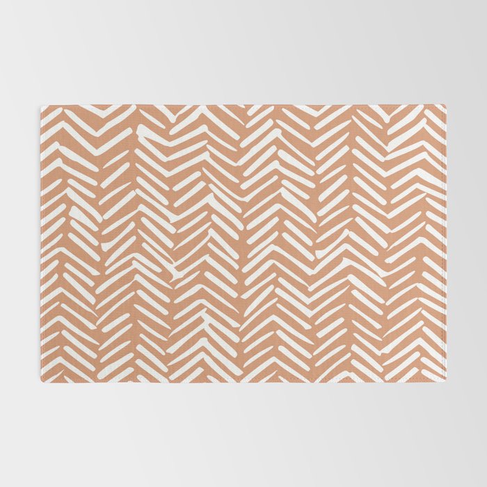 Abstract Herringbone, Striped Pattern, Orange and White Rug Gallery Image 2