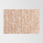 Abstract Herringbone, Striped Pattern, Orange and White Rug Gallery Image 2