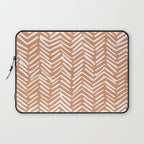 Abstract Herringbone, Striped Pattern, Orange and White Laptop Sleeve Gallery Image 1