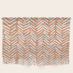 Abstract Herringbone, Striped Pattern, Orange and White Wall Hanging Gallery Image 1