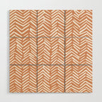 Abstract Herringbone, Striped Pattern, Orange and White Wood Wall Art Gallery Image 1