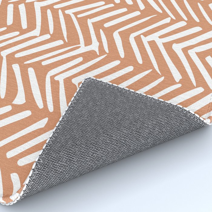 Abstract Herringbone, Striped Pattern, Orange and White Rug Gallery Image 4
