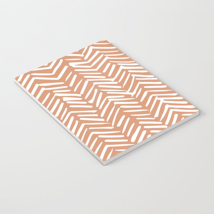 Abstract Herringbone, Striped Pattern, Orange and White Notebook Gallery Image 3
