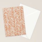 Abstract Herringbone, Striped Pattern, Orange and White Stationery Card Gallery Image 2