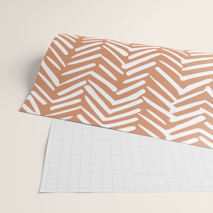 Abstract Herringbone, Striped Pattern, Orange and White Wrapping Paper Gallery Image 2