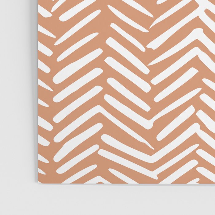 Abstract Herringbone, Striped Pattern, Orange and White Poster Gallery Image 3