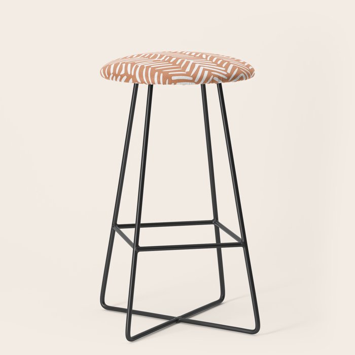 Abstract Herringbone, Striped Pattern, Orange and White Stool Gallery Image 1