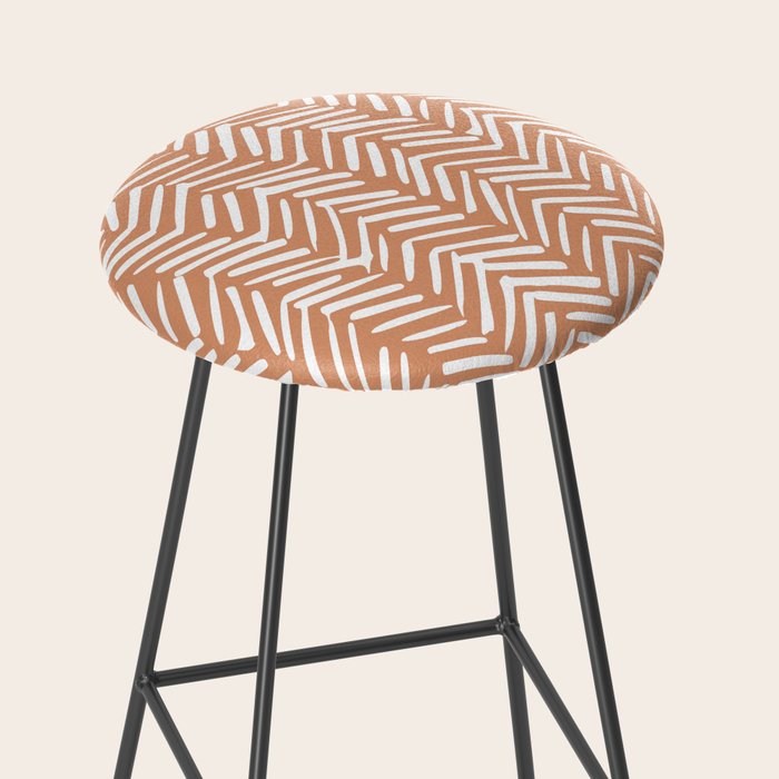 Abstract Herringbone, Striped Pattern, Orange and White Stool Gallery Image 2