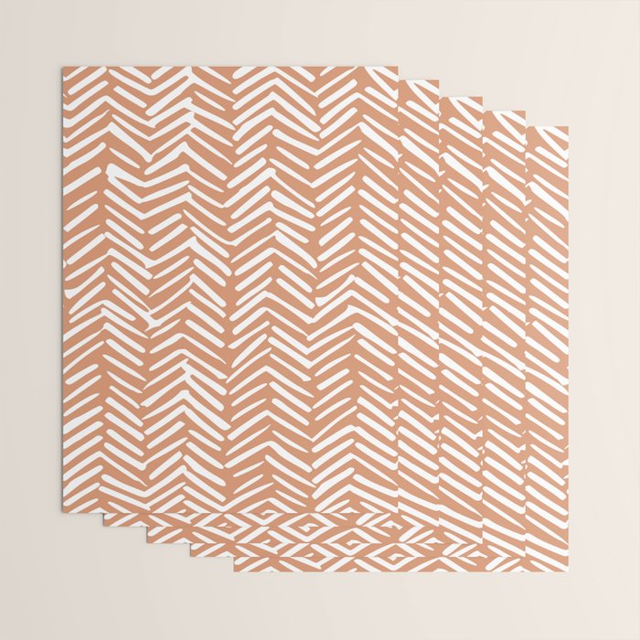 Abstract Herringbone, Striped Pattern, Orange and White Wrapping Paper Gallery Image 3