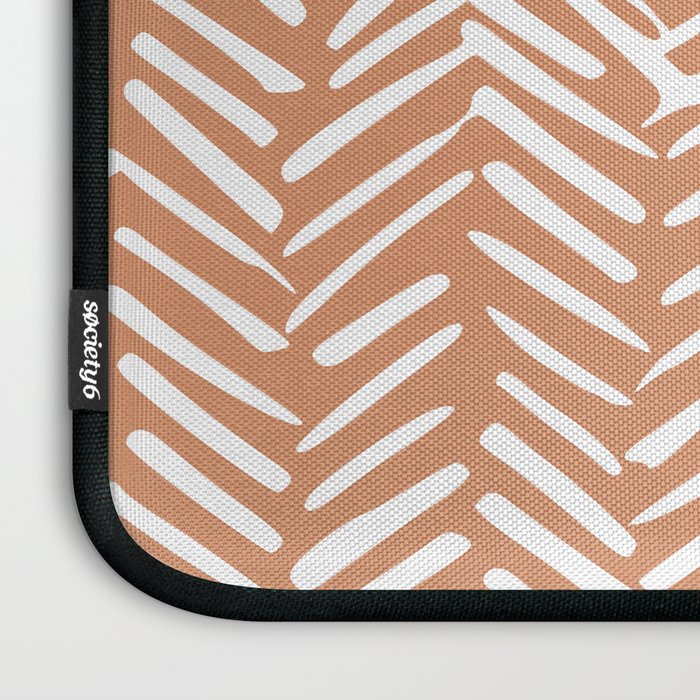 Abstract Herringbone, Striped Pattern, Orange and White Laptop Sleeve Gallery Image 3