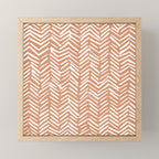 Abstract Herringbone, Striped Pattern, Orange and White Mini Art Print Gallery Image 1