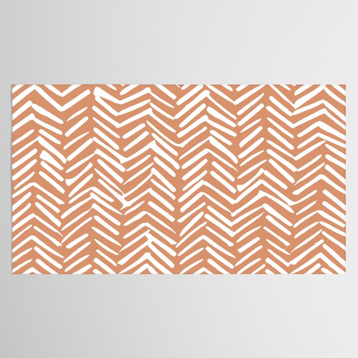 Abstract Herringbone, Striped Pattern, Orange and White Tablecloth Gallery Image 2