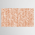 Abstract Herringbone, Striped Pattern, Orange and White Tablecloth Gallery Image 2